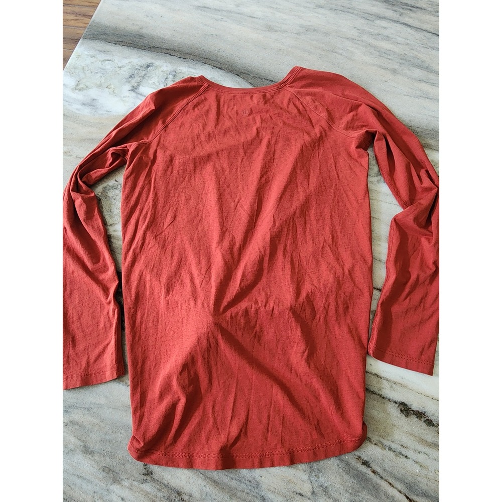 Lululemon Long Sleeve Top Terracotta Red Raglan Front Knot Size 6 - Picture 7 of 8